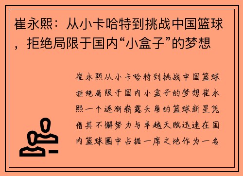 崔永熙：从小卡哈特到挑战中国篮球，拒绝局限于国内“小盒子”的梦想
